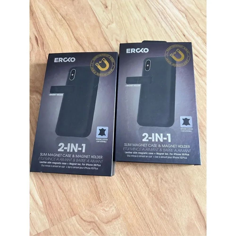 iPhone XS plus black leather case 2x